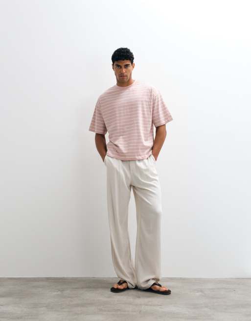 ASOS DESIGN - T-shirt oversize coupe carrée - Rayures roses, 3 de 5