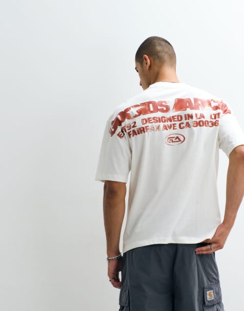 ASOS DESIGN - T-shirt oversize crema con scritta grande - view 1