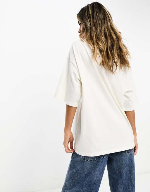 ASOS DESIGN - T-shirt oversize crema slavato con grafica di auto da corsa, 3 di 4