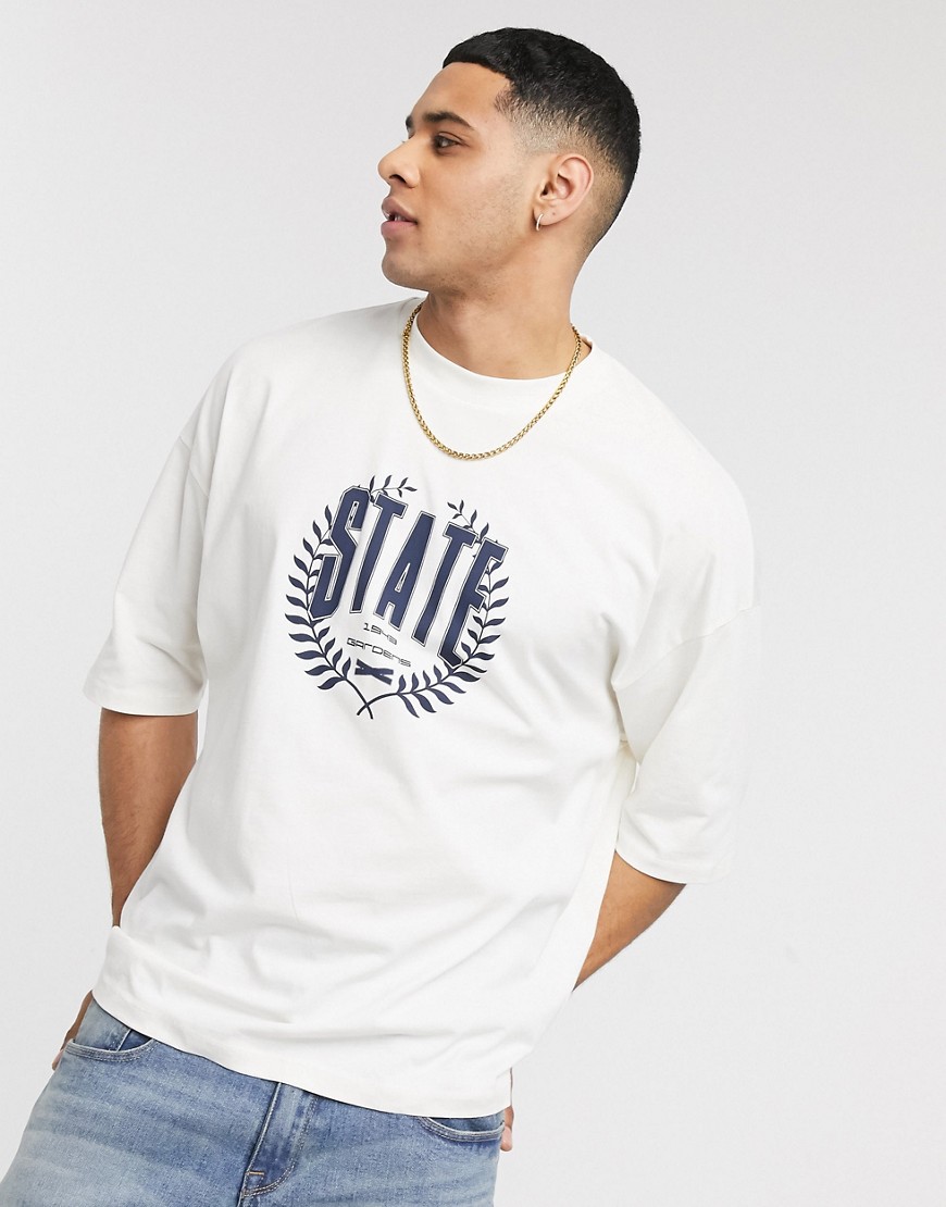 ASOS DESIGN - T-shirt oversize écru con scritta Legado-Bianco