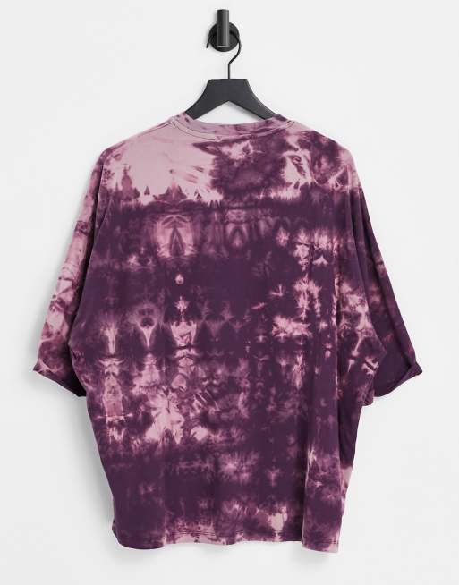 ASOS DESIGN - T-shirt oversize effet tie-dye avec manches mi-longues - Violet, 2 de 4
