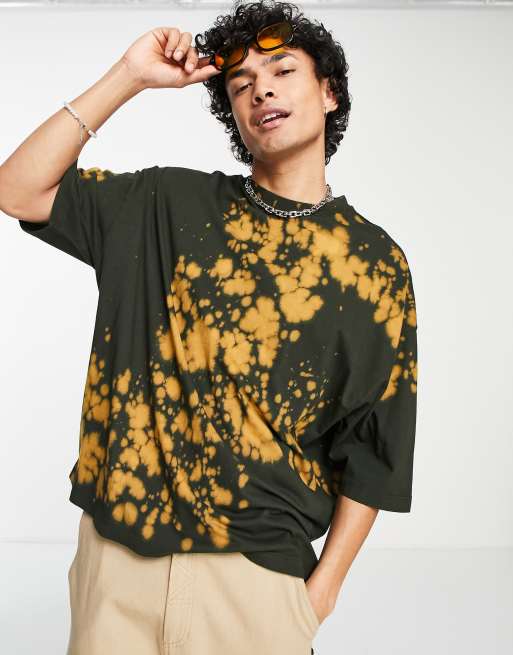 ASOS DESIGN - T-shirt oversize effet tie-dye - Noir et orange