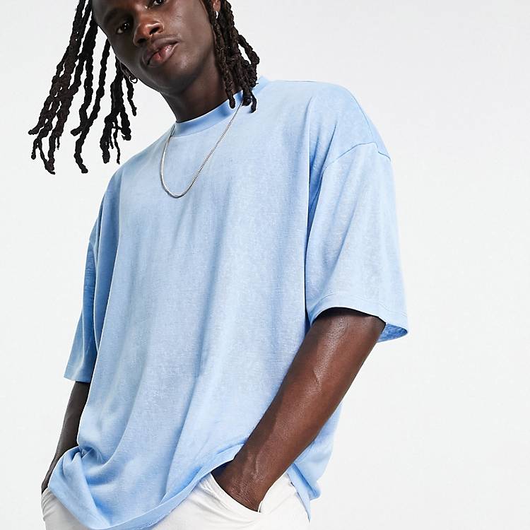 T-shirt oversize effetto lino a maniche corte Asos Uomo Abbigliamento Top e t-shirt T-shirt T-shirt a maniche corte 
