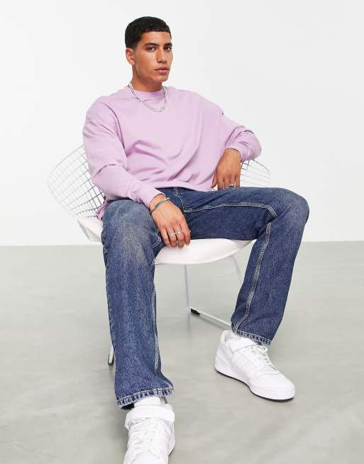 ASOS DESIGN - T-shirt oversize en coton mélangé à manches longues - Violet - PURPLE, 4 de 4
