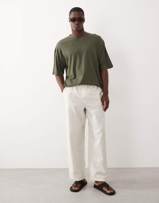 ASOS DESIGN - T-shirt oversize en lin mélangé - Vert foncé, 2 de 5