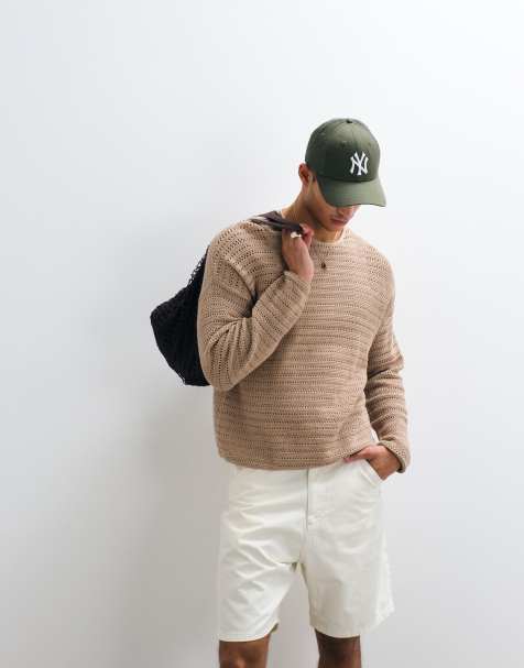 ASOS DESIGN - T-shirt oversize en maille côtelée à manches longues - Taupe chiné - view 1