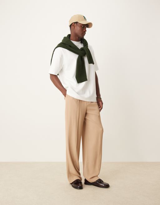 ASOS DESIGN - T-shirt oversize en maille interlock de qualité supérieure 300 g/m² à col montant - Blanc