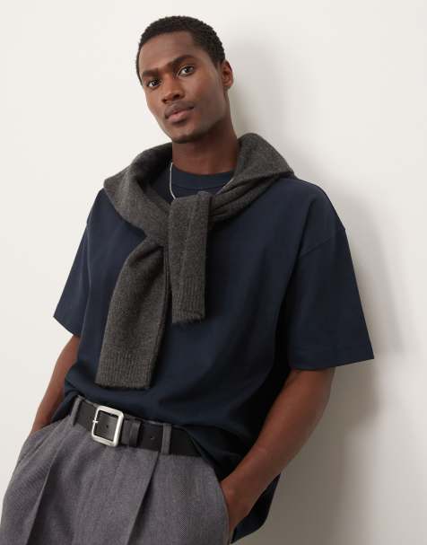 ASOS DESIGN - T-shirt oversize en maille interlock de qualité supérieure 300 g/m² - Bleu marine - view 1