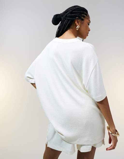 ASOS DESIGN - T-shirt oversize en maille texturée - Crème, 4 de 4