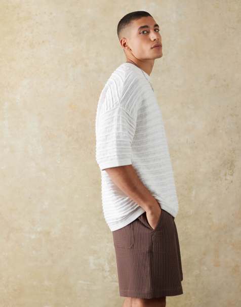 ASOS DESIGN - T-shirt oversize en maille texturée - Écru - view 1