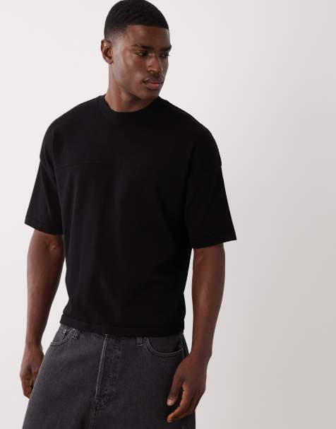ASOS DESIGN - T-shirt oversize en maille texturée - Noir - view 1
