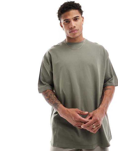 ASOS DESIGN - T-shirt oversize en piqué - Kaki - view 1