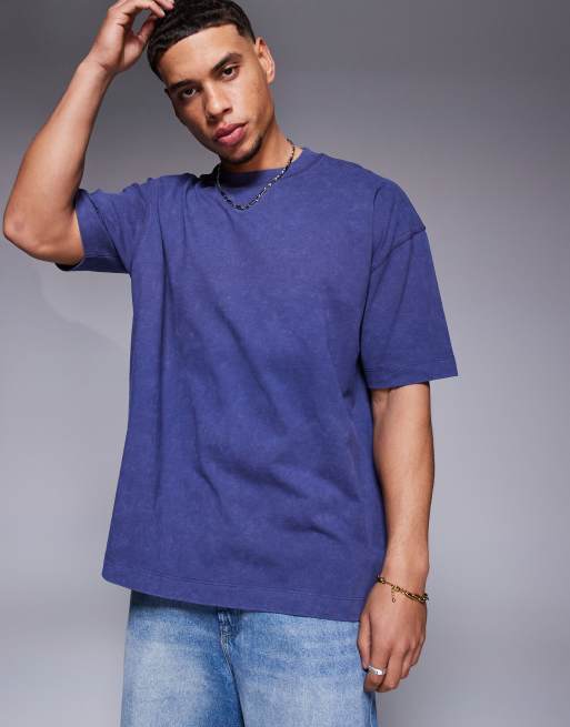 ASOS DESIGN - T-shirt oversize en tissu épais 220 g/m<sup>2</sup> - Bleu délavé