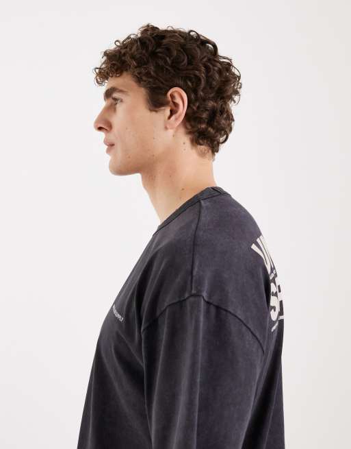 ASOS DESIGN - T-shirt oversize en tissu épais à inscription - Noir délavé , 4 de 5