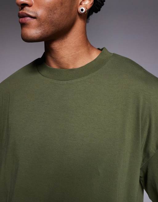 ASOS DESIGN - T-shirt oversize en tissu épais à manches longues - Kaki - KHAKI, 5 de 5