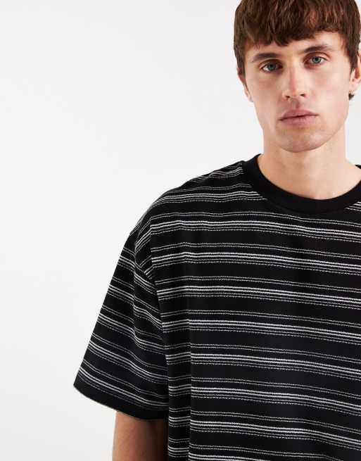 ASOS DESIGN - T-shirt oversize en tissu épais à rayures texturées - Noir, 5 de 5
