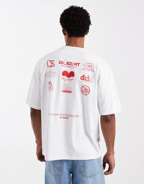 ASOS DESIGN - T-shirt oversize en tissu épais avec imprimé graphique dans le dos - Blanc - view 1