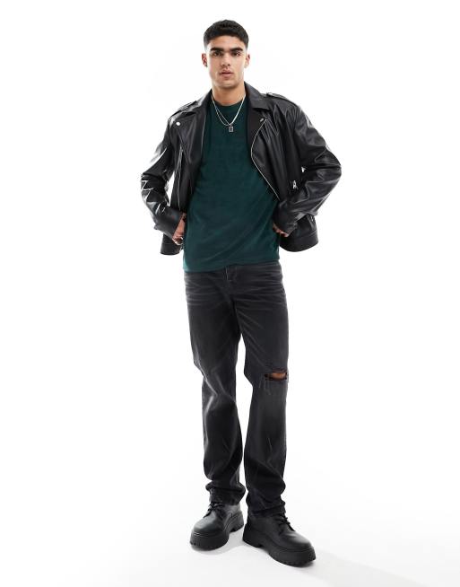 ASOS DESIGN - T-shirt oversize en tissu éponge avec broderie au dos - Vert foncé, 3 de 4