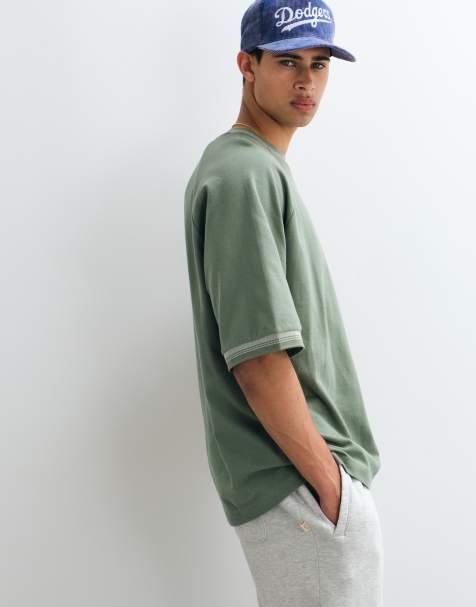 ASOS DESIGN - T-shirt oversize en tissu piqué épais - Vert - view 1