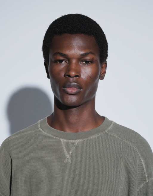 ASOS DESIGN t-shirt oversize en vert foncé délavé à effet gaufré, 4 de 5