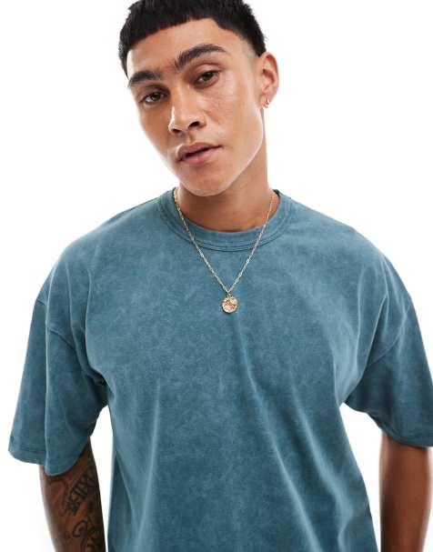 ASOS DESIGN - T-shirt oversize épais 220 g/m² imprimé California au dos - Bleu délavé - view 1