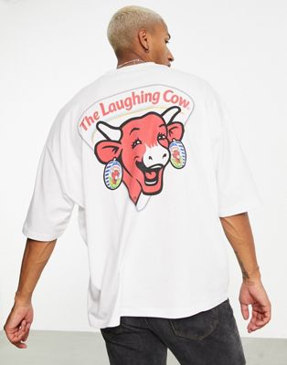 Nouveau T-shirt oversize épais à imprimé « Laughing Cow » - Blanc
