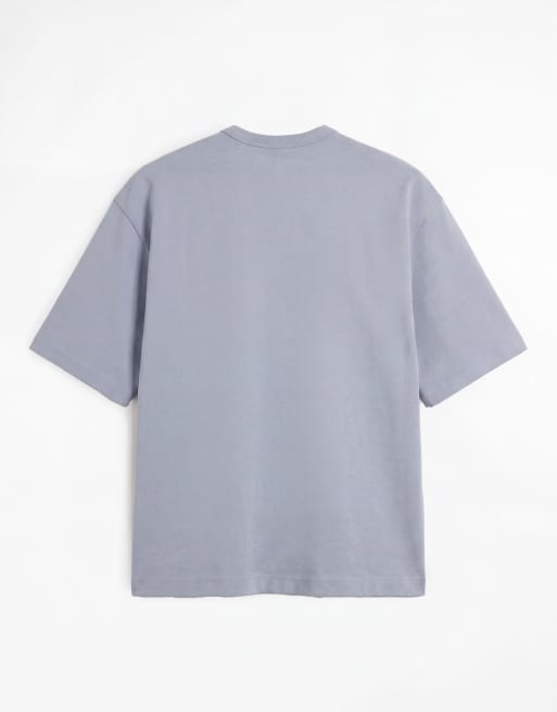 ASOS DESIGN - T-shirt oversize épais à manches mi-longues en coton mélangé - Bleu clair , 7 de 7