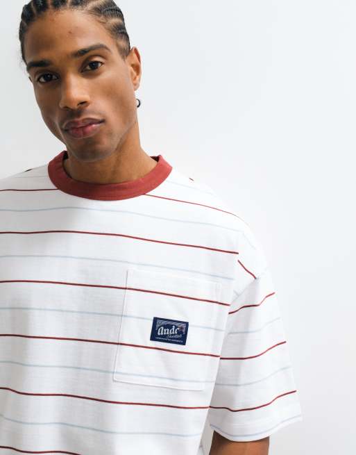 ASOS DESIGN - T-shirt oversize épais à rayures - Blanc, 3 de 5