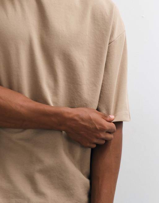ASOS DESIGN - T-shirt oversize épais coupe carrée en coton mélangé - Beige , 4 de 5
