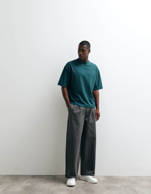 ASOS DESIGN - T-shirt oversize épais coupe carrée en coton mélangé - Vert foncé , 2 de 5
