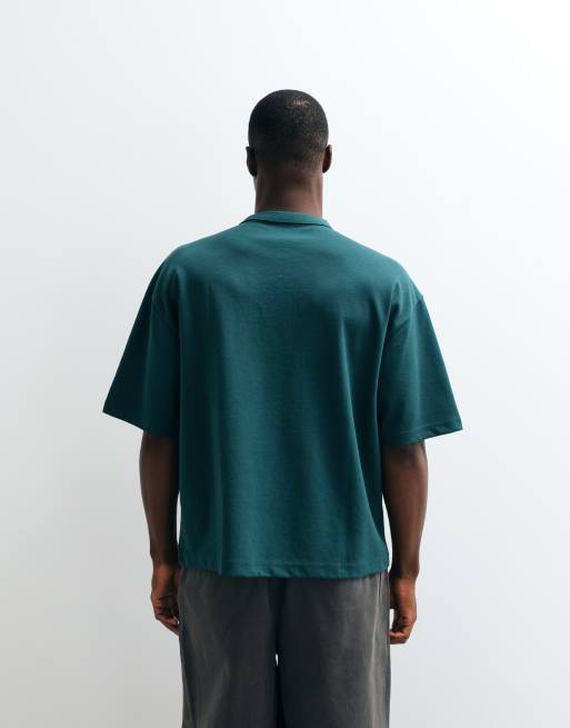 ASOS DESIGN - T-shirt oversize épais coupe carrée en coton mélangé - Vert foncé , 3 de 5
