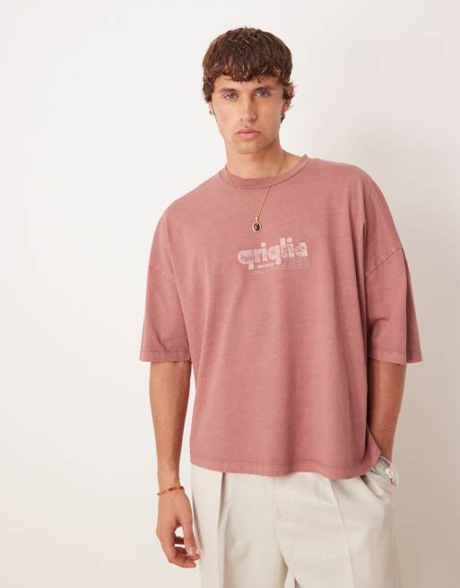 ASOS DESIGN - T-shirt oversize épais de qualité supérieure avec imprimé - Marron délavé , 4 de 4