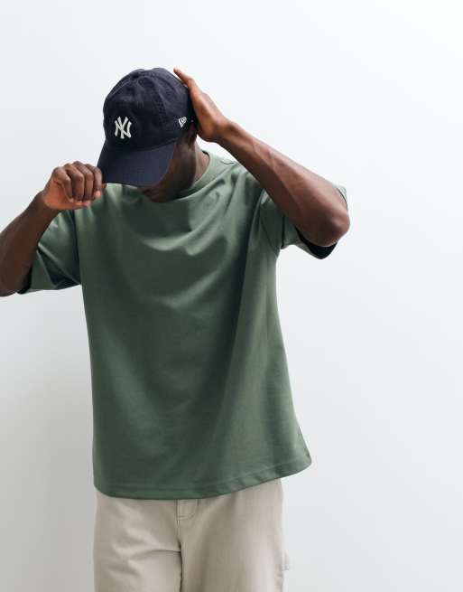 ASOS DESIGN - T-shirt oversize épais en coton mélangé - Kaki , 4 de 5