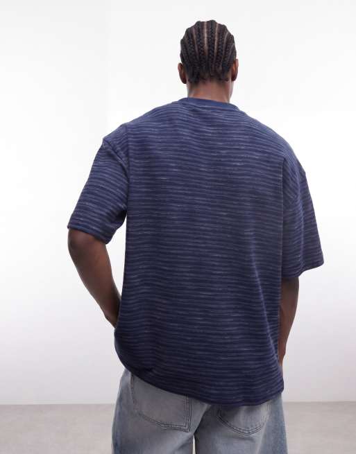 ASOS DESIGN t-shirt oversize épais en tissu rayé bleu texturé, 5 de 5