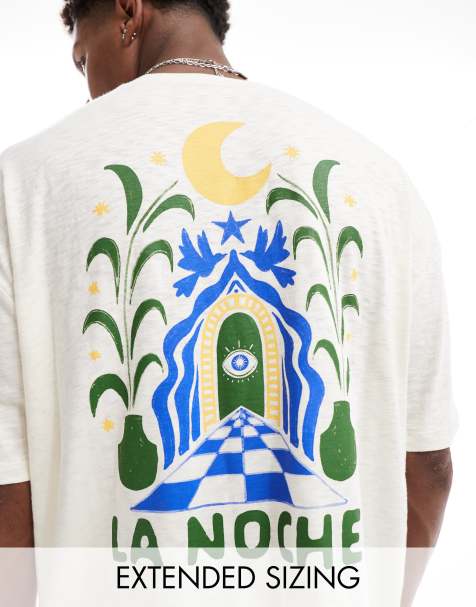 ASOS DESIGN - T-shirt oversize épais et texturé 220 g/m² imprimé au dos - Blanc cassé - view 1