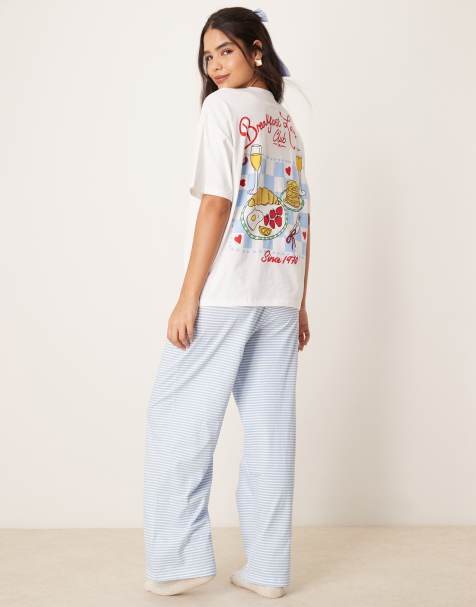 ASOS DESIGN - T-shirt oversize et pantalon ample à imprimé Breakfast Lovers - view 1