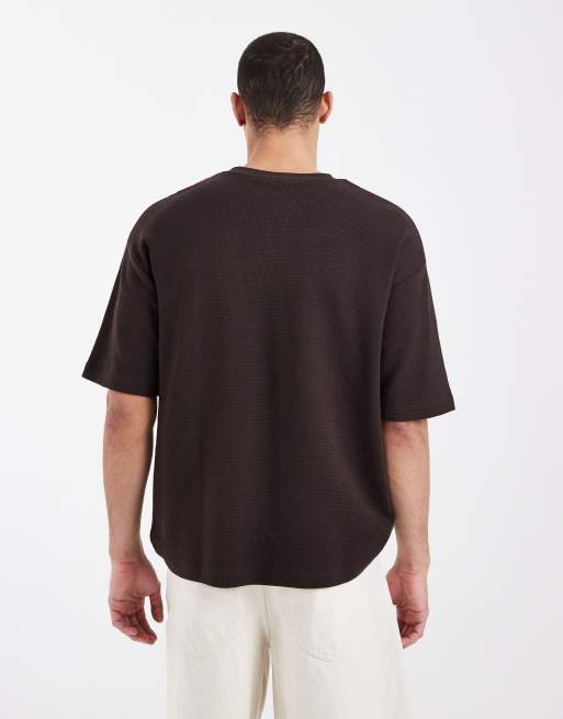 ASOS DESIGN - T-shirt oversize gaufré - Marron foncé  , 3 de 5