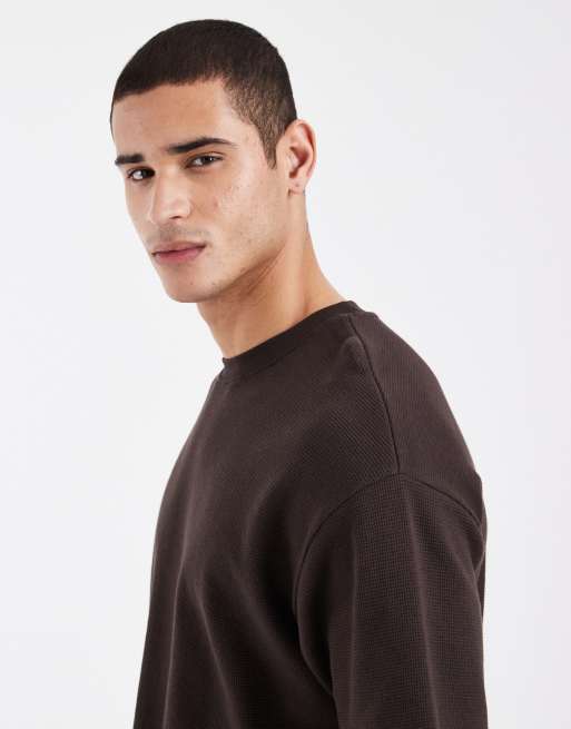 ASOS DESIGN - T-shirt oversize gaufré - Marron foncé  , 4 de 5