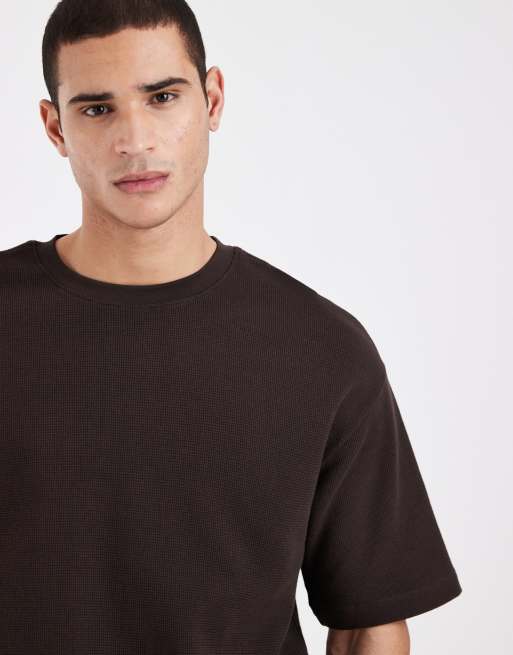 ASOS DESIGN - T-shirt oversize gaufré - Marron foncé  , 5 de 5