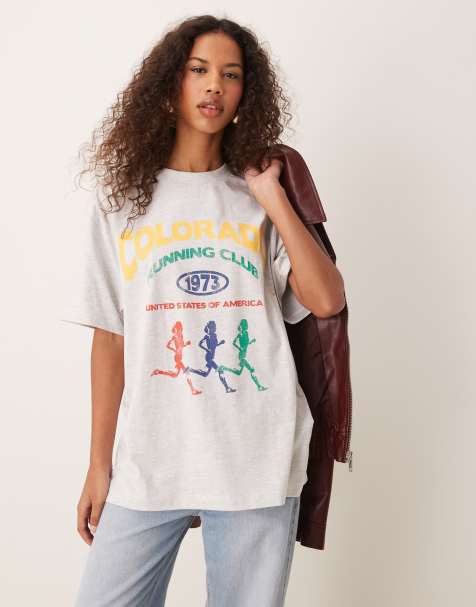 ASOS DESIGN - T-shirt oversize ghiaccio mélange con grafica "Colorado Running Club" - view 1