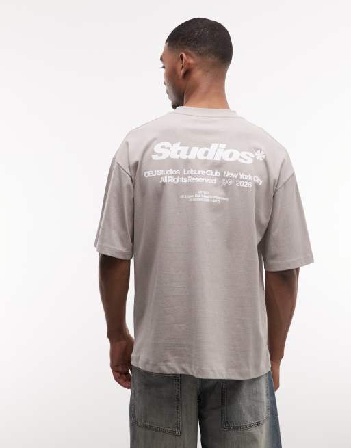 ASOS DESIGN - T-shirt oversize grigia con grafica con scritta, 3 di 5