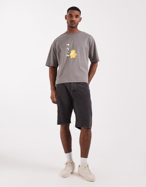 ASOS DESIGN - T-shirt oversize grigia con stampa Pokemon di Psyduck, 2 di 5
