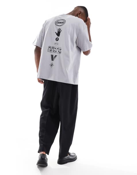 ASOS DESIGN - T-shirt oversize grigia con stampa street - view 1