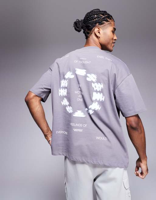 ASOS DESIGN - T-shirt oversize grigio antracite con grafica sportiva , 2 di 4