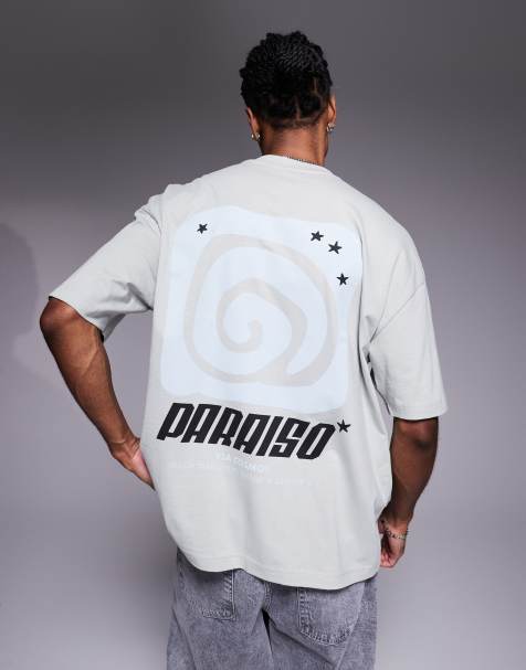 ASOS DESIGN - T-shirt oversize grigio chiaro con scritta - view 1