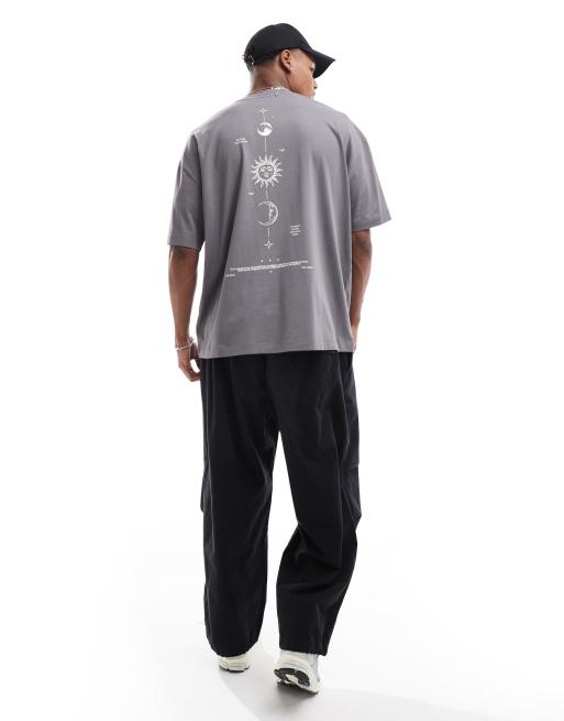 ASOS DESIGN - T-shirt oversize imprimé au dos - Gris