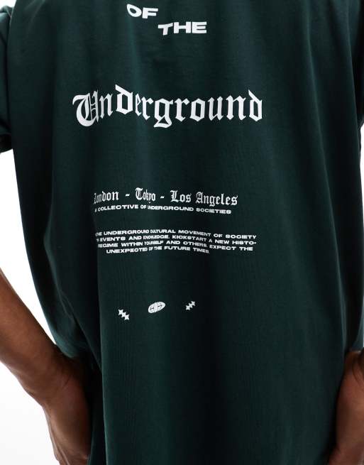 ASOS DESIGN - T-shirt oversize imprimé au dos - Vert foncé, 4 de 4