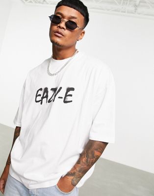 Nouveau T-shirt oversize imprimé « Easy-E » - Blanc