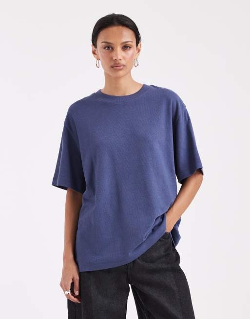 ASOS DESIGN - T-shirt oversize in jersey color blu navy testurizzata