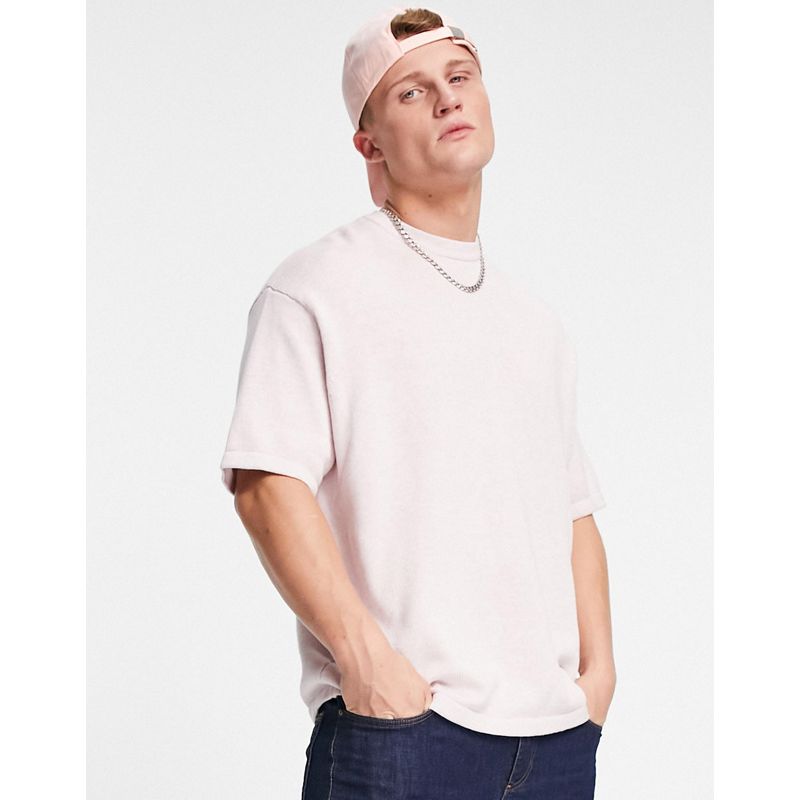T-shirt tinta unita Uomo DESIGN - T-shirt oversize in maglia di media pesantezza rosa pallido